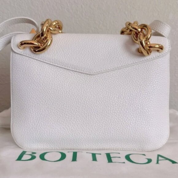 BOTTEGA VENETA Calfskin Leather Mount Chain Two Way Bag in White - Picture 5 of 6